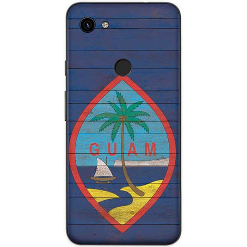 Guam Flag Dark Wood Google Pixel 3a Skin